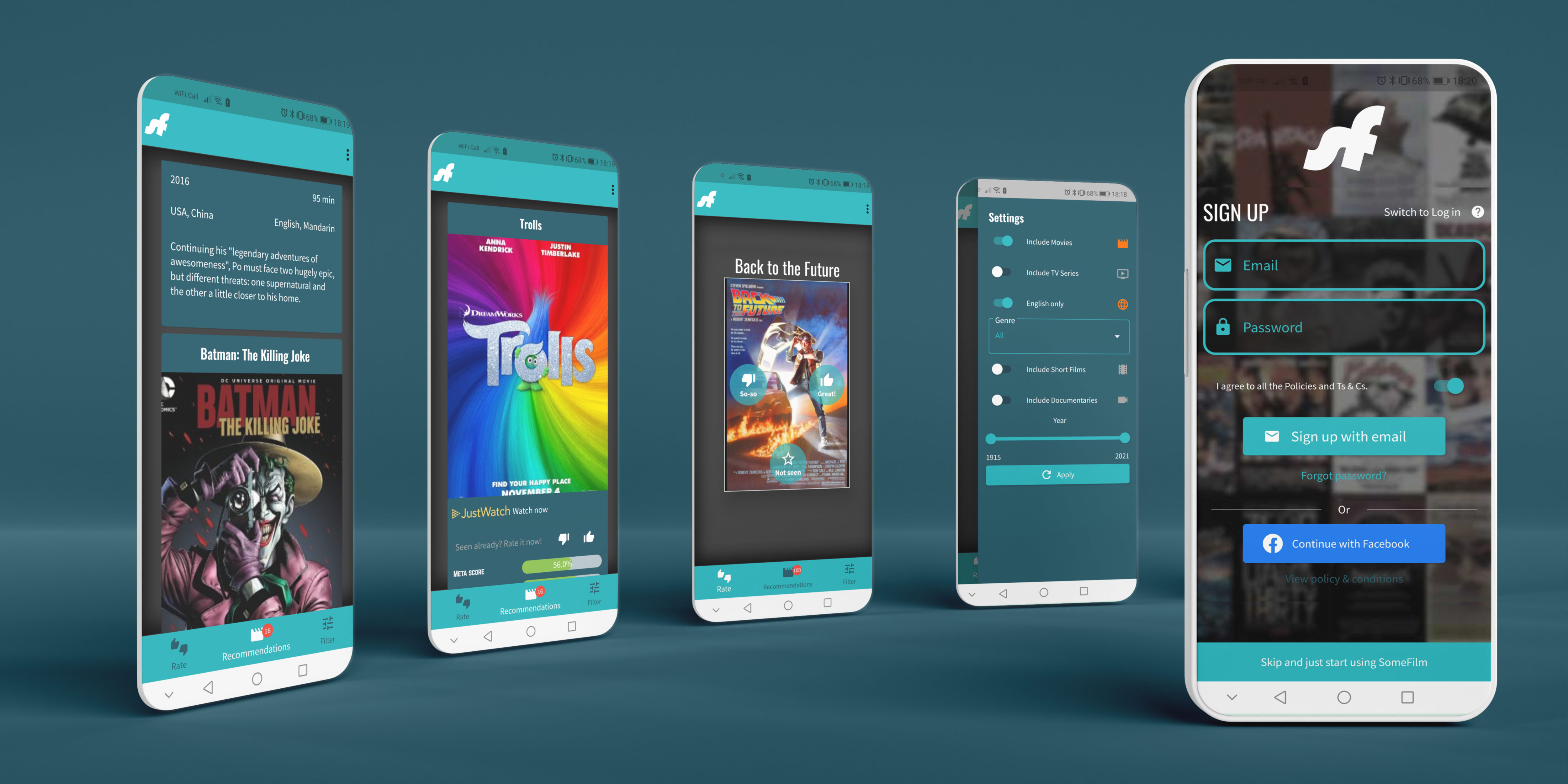 SoMeFilm app screens